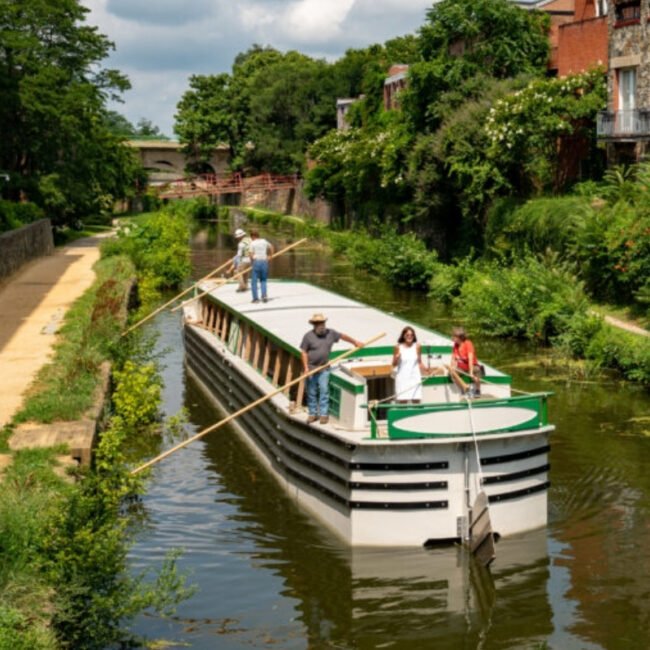 C&O Canal Towpath in Washington D.C. with scenic trail and trees