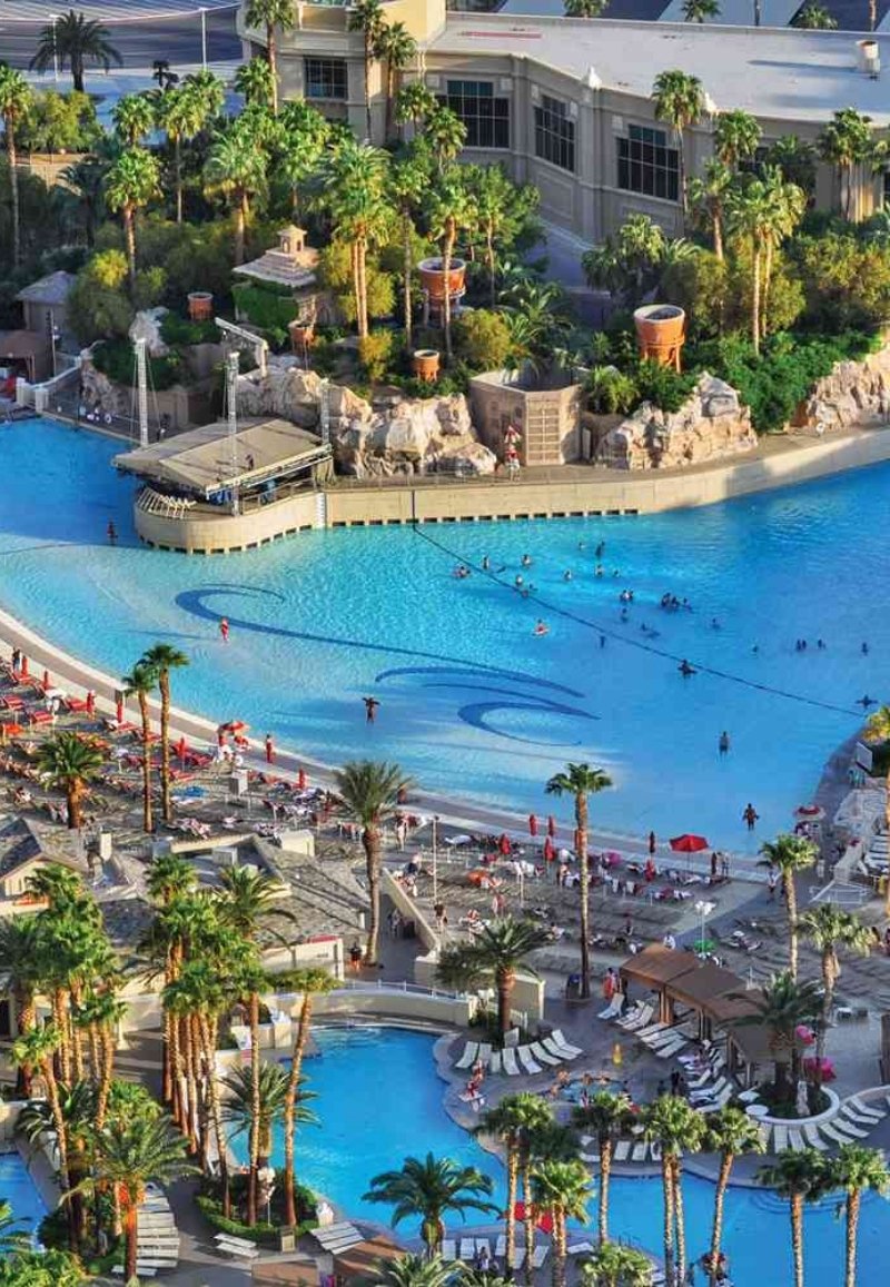 Couple relaxing beside a Las Vegas hotel pool